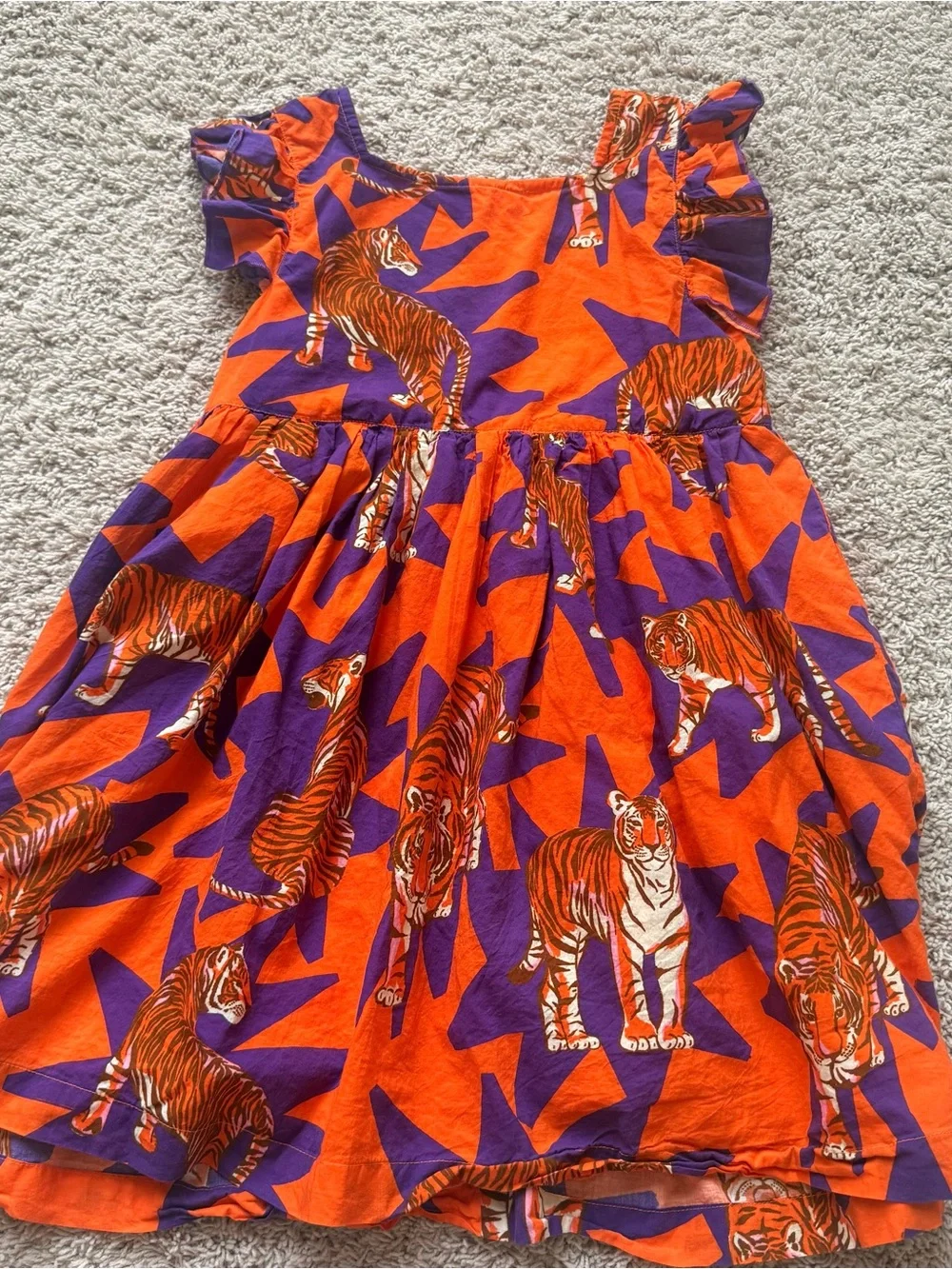 Girls Orange and Purple Tiger Print Clemson dress
